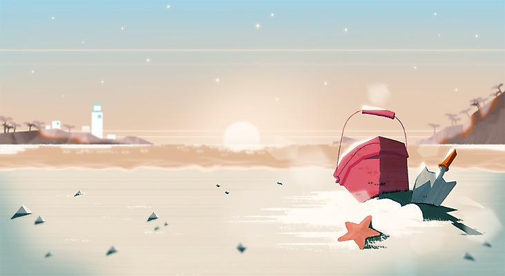 주간 PSD 계절 바다 백그라운드 일러스트 휴식 불가사리 등대 풍경 해변 사람없음 야외 여름 모래사장 바구니 자유 시원함 모종삽 삽 국내일러스트 자연요소 컨셉 극피동물 파일형식