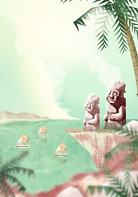 주간 PSD 나무 식물 계절 바다 백그라운드 요트 일러스트 휴식 풍경 사람없음 야외 여름 야자수 자유 시원함 돌하르방 국내일러스트 자연요소 컨셉 배_교통 파일형식