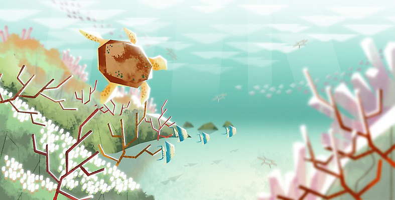 PSD 계절 바다 백그라운드 일러스트 휴식 어류 풍경 사람없음 여름 바닷속 수중 자유 산호초 거북이 시원함 열대어 국내일러스트 컨셉 파충류 수중동물 수중식물 파일형식