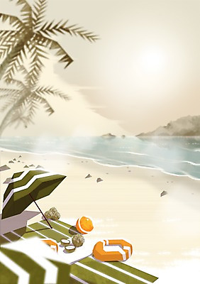 주간 PSD 나무 식물 계절 바다 백그라운드 일러스트 휴식 풍경 해변 사람없음 야외 여름 모래사장 야자수 자유 파라솔 시원함 돗자리 코코넛 튜브 국내일러스트 자연요소 컨셉 과일 파일형식