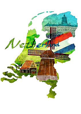 PSD 문자 손글씨 영어 유럽 나라 상징 캘리배경 지도 일러스트 캘리그라피 타이포그라피 글자캘리그라피 사람없음 단어 풍차 국기 오두막 심볼 네덜란드 왕궁 국내일러스트 백그라운드 궁전 파일형식