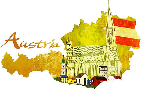 PSD 문자 손글씨 영어 유럽 나라 상징 캘리배경 지도 일러스트 캘리그라피 타이포그라피 글자캘리그라피 사람없음 단어 오스트리아 국기 심볼 대성당 국내일러스트 백그라운드 성당 파일형식