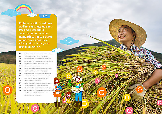 전신 PSD 식물 구름 템플릿 편집 모자 표지디자인 북디자인 응시 출판디자인 여자 남자 내지 어린이 백그라운드 무지개 채소 북커버 가족 하늘 웃음 들기 사람 동양인 팜플렛 여러명 상반신 성인 30대 농사 물뿌리개 한국인 수확 벼 농촌 농부 무 귀농 벼농사 이미지템플릿 자연요소 직업 시선 잡화 다수 농업 관계 모션 곡류 뿌리채소 표정 인종 장년 시골 파일형식