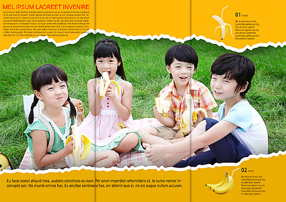 PSD 템플릿 편집 표지디자인 북디자인 출판디자인 여자 남자 내지 어린이 음식 리플렛 백그라운드 북커버 과일 3단접지 바나나 빨대 웃음 사람 앉기 동양인 소녀 소년 팜플렛 초원 여러명 소풍 한국인 먹기 어린이만 이미지템플릿 다수 모션 표정 인종 야외활동 파일형식