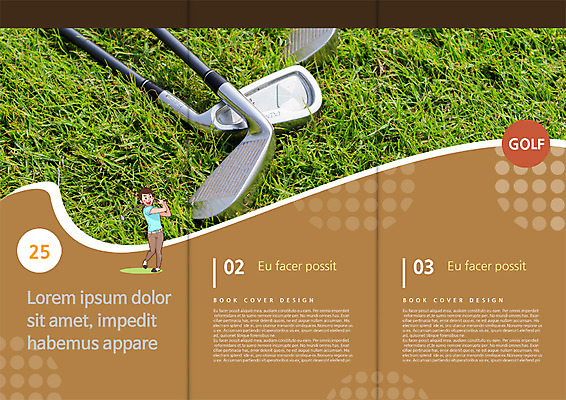 PSD 템플릿 편집 표지디자인 북디자인 출판디자인 남자 내지 리플렛 스포츠 백그라운드 골프 북커버 3단접지 한명 서기 사람 팜플렛 잔디 운동 골프채 스윙 남자만 남자한명만 이미지템플릿 식물 1 포즈 모션 골프용품 건강 구기 파일형식