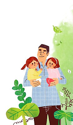 PSD 식물 라이프스타일 여자 남자 행복 일러스트 가족 안기 나뭇잎 함께함 사람 성인 세명 새싹 아빠 쌍둥이 자매 성인만 국내일러스트 감정 컨셉 잎 관계 모션 생활 파일형식