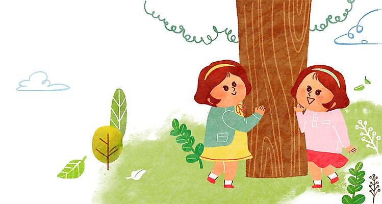 주간 PSD 나무 식물 구름 라이프스타일 여자 행복 어린이 일러스트 가족 함께함 사람 야외 두명 쌍둥이 자매 여자만 어린이만 국내일러스트 자연요소 감정 컨셉 관계 생활 파일형식