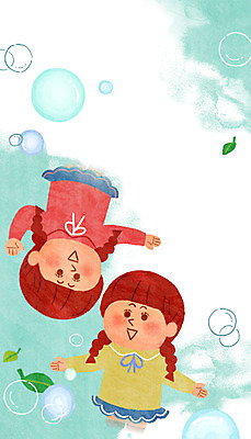 PSD 라이프스타일 여자 행복 어린이 일러스트 가족 함께함 사람 두명 쌍둥이 자매 여자만 어린이만 국내일러스트 감정 컨셉 관계 생활 파일형식