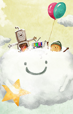 PSD 구름 별 화분 백그라운드 일러스트 상상 사람없음 텔레비전 연기 난로 풍선 깡통로봇 나무인형 국내일러스트 자연요소 인형 전자제품 난방기 로봇 파일형식