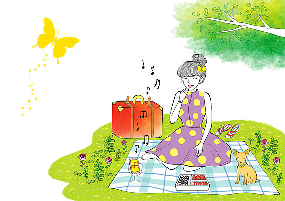 PSD 나무 식물 라이프스타일 여자 꽃 음식 나비 가방 일러스트 한명 사람 성인 반려동물 소풍 강아지 돗자리 모던 김밥 도시락 모던피플 봄소풍 국내일러스트 동물 1 잡화 곤충 생활 야외활동 봄 개 파일형식