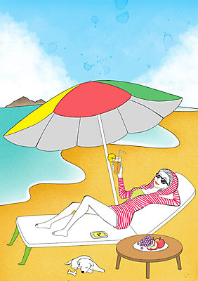 주간 PSD 라이프스타일 여자 음료 바다 과일 일러스트 탁자 휴식 한명 사람 성인 야외 반려동물 모래사장 선글라스 눕기 파라솔 강아지 사과 모던 선베드 모던피플 국내일러스트 자연요소 동물 1 안경 가구 컨셉 의자 모션 생활 개 파일형식