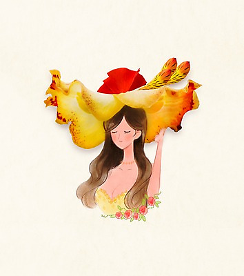 JPG 스튜디오촬영 식물 편집이미지 모자 여자 꽃잎 꽃 꽃백그라운드 포토일러 실내 한명 사람 성인 표현 활용 여자만 여자한명만 성인여자만 성인만 편집실사 1 잡화 백그라운드 컨셉 내부 CG 파일형식