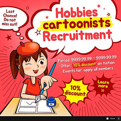 PSD 템플릿 여자 어린이 웹템플릿 잉크 팝업 이벤트팝업 웹팝업 한명 사람 이벤트 취미 만화 펜촉 만화가 여자만 여자한명만 어린이만 소녀만 소녀한명만 이미지템플릿 직업 1 펜 파일형식