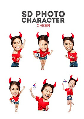 PSD 외국인 편집이미지 여자 스티커 축구공 응원 포토일러 뿔 사람 동양인 여러명 성인 귀여움 태극기 붉은악마 SD캐릭터 여자만 성인여자만 성인만 월드싸커 이미지편집 캐릭터 스포츠 다수 컨셉 공 축구용품 인종 국기 파일형식