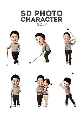 PSD 편집이미지 여자 남자 스포츠 스티커 골프 포토일러 사람 동양인 여러명 성인 운동 귀여움 골프채 한국인 SD캐릭터 성인만 이미지편집 캐릭터 다수 컨셉 골프용품 건강 인종 구기 파일형식