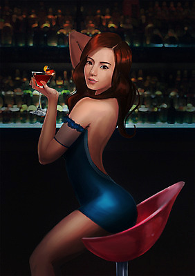 PSD 여자 의자 일러스트 실내 한명 사람 앉기 성인 섹시 칵테일 바 선술집 술집 유혹 칵테일잔 국내일러스트 1 가구 컨셉 술잔 모션 주류 내부 파일형식