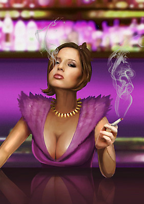 PSD 여자 일러스트 흡연 담배 한명 사람 성인 섹시 바 선술집 술집 유혹 여자만 여자한명만 성인여자만 성인만 국내일러스트 1 컨셉 파일형식