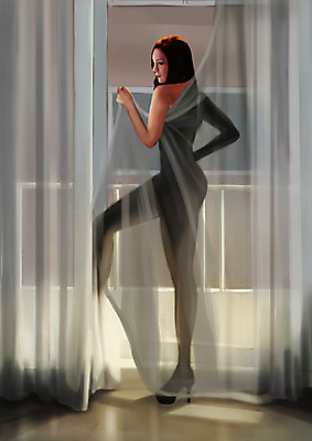 전신 PSD 여자 실루엣 일러스트 실내 한명 서기 사람 성인 섹시 커튼 유혹 국내일러스트 1 컨셉 모션 촬영기법 내부 파일형식