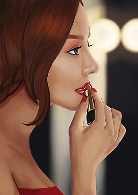 PSD 여자 일러스트 한명 사람 상반신 성인 화장 섹시 립스틱 유혹 국내일러스트 1 컨셉 뷰티 화장품 파일형식