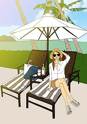 주간 PSD 모자 라이프스타일 계절 여자 바다 여행 가방 일러스트 휴가 휴식 함께함 한명 사람 앉기 성인 야외 여름 선글라스 야자수 자유 파라솔 만화 휴양지 아트툰 국내일러스트 자연요소 나무 1 잡화 안경 컨셉 모션 생활 장소 그림 파일형식