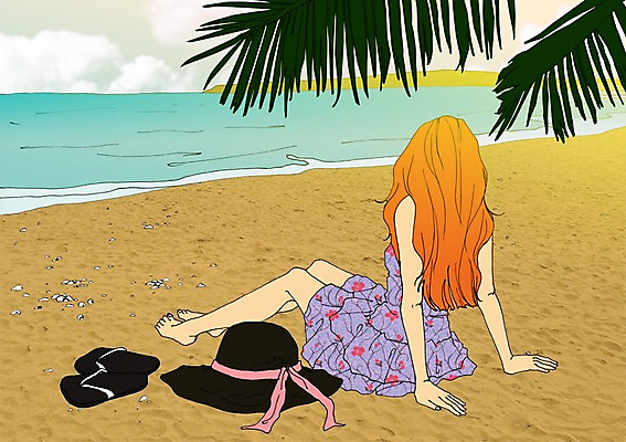 주간 PSD 식물 모자 라이프스타일 계절 여자 바다 여행 일러스트 휴가 휴식 함께함 한명 사람 앉기 성인 해변 야외 여름 모래사장 야자수 자유 쪼리 만화 아트툰 국내일러스트 자연요소 나무 1 잡화 컨셉 모션 생활 샌들 그림 파일형식