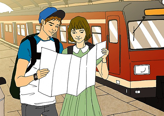 PSD 모자 라이프스타일 커플 계절 여자 남자 여행 지도 일러스트 배낭 휴가 휴식 함께함 사람 성인 두명 여름 기차 자유 만화 플랫폼 기차역 기차여행 아트툰 국내일러스트 잡화 육상교통 컨셉 가방 관계 교통시설 대중교통 생활 역 그림 파일형식