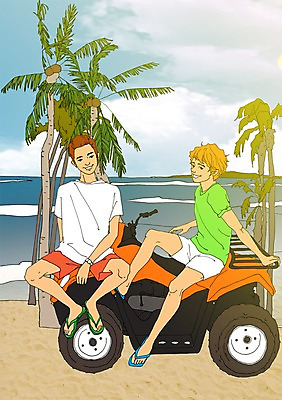 주간 PSD 식물 라이프스타일 계절 남자 바다 여행 일러스트 휴가 휴식 함께함 사람 성인 해변 야외 두명 여름 야자수 자유 오토바이 만화 아트툰 성인남자만 국내일러스트 자연요소 나무 컨셉 생활 바이크 그림 남자만 성인만 파일형식