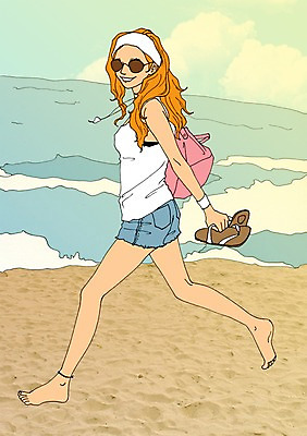 주간 PSD 라이프스타일 계절 여자 바다 여행 신발 일러스트 휴가 휴식 함께함 한명 사람 성인 해변 야외 여름 모래사장 선글라스 자유 만화 아트툰 국내일러스트 자연요소 1 안경 컨셉 생활 그림 파일형식