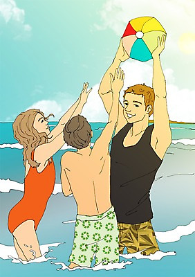 주간 PSD 라이프스타일 계절 여자 남자 어린이 바다 여행 일러스트 가족 물놀이 놀이 휴가 휴식 함께함 사람 성인 야외 세명 여름 자유 비치볼 만화 아트툰 국내일러스트 자연요소 컨셉 공 관계 바캉스용품 생활 그림 파일형식