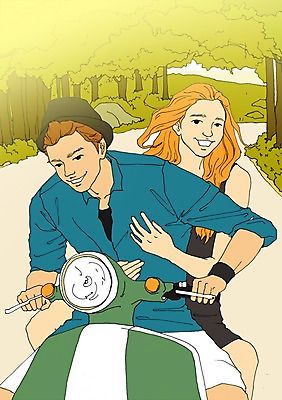 주간 PSD 나무 식물 라이프스타일 커플 계절 여자 남자 여행 일러스트 휴가 휴식 함께함 사람 성인 야외 두명 여름 드라이브 자유 오토바이 만화 가로수 아트툰 국내일러스트 자연요소 컨셉 관계 생활 바이크 운전 그림 파일형식