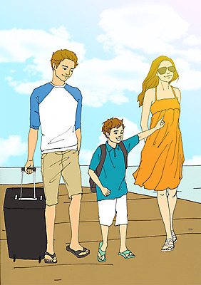 주간 PSD 라이프스타일 계절 여자 남자 어린이 바다 여행 일러스트 가족 휴가 휴식 함께함 사람 성인 야외 세명 여름 선글라스 캐리어 자유 만화 아트툰 국내일러스트 자연요소 안경 컨셉 관계 생활 여행가방 그림 파일형식