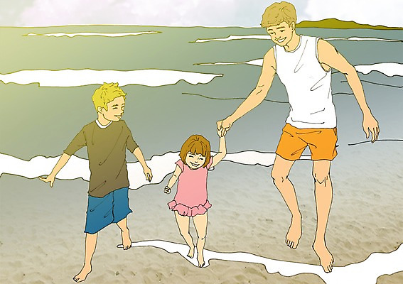 주간 PSD 라이프스타일 계절 여자 남자 어린이 바다 여행 일러스트 가족 휴가 휴식 함께함 사람 성인 해변 야외 세명 여름 손잡기 자유 만화 아트툰 국내일러스트 자연요소 컨셉 관계 모션 생활 그림 파일형식