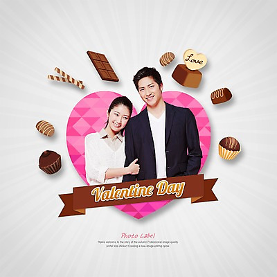 PSD 외국인 편집이미지 배너 커플 여자 남자 리본 포토일러 발렌타인데이 사람 동양인 이벤트 성인 두명 라벨 초콜릿 하트 일본인 성인만 이미지편집 모양 관계 데이이벤트 디저트 프레임 인종 파일형식
