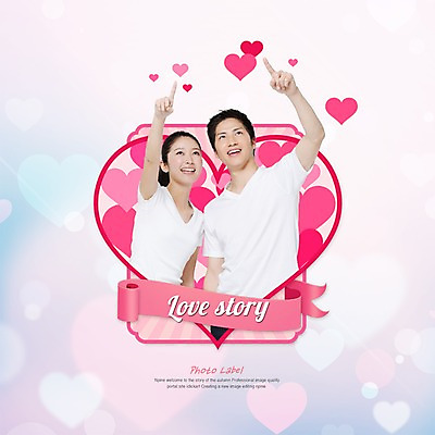 PSD 외국인 편집이미지 배너 커플 여자 남자 리본 포토일러 사랑 사람 동양인 이벤트 성인 두명 라벨 하트 일본인 성인만 이미지편집 모양 감정 관계 프레임 인종 파일형식