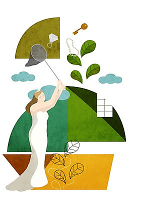 PSD 구름 여자 행복 신부 웨딩드레스 결혼 일러스트 목걸이 열쇠 나뭇잎 함께함 사랑 한명 사람 성인 보석 예물 채집망 다이아몬드반지 국내일러스트 자연요소 1 드레스 감정 컨셉 잎 장신구 이벤트 반지 광석 파일형식