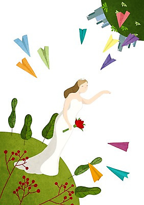 PSD 나무 식물 여자 행복 신부 부케 웨딩드레스 결혼 일러스트 함께함 사랑 한명 사람 빌딩 성인 도시 종이비행기 국내일러스트 1 드레스 감정 꽃다발 컨셉 이벤트 건물 종이접기 파일형식
