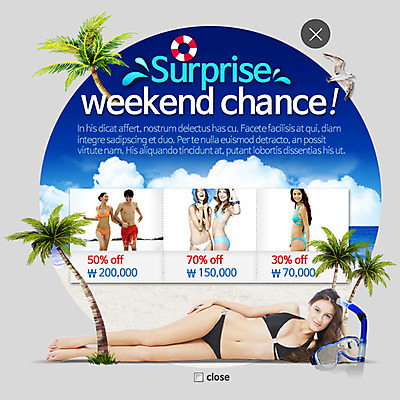 PSD 서양인 외국인 식물 구름 템플릿 계절 여자 남자 수영복 바다 웹템플릿 갈매기 팝업 이벤트팝업 웹팝업 사람 이벤트 여러명 성인 여름 비키니 야자수 물안경 튜브 레이어팝업 성인만 이미지템플릿 자연요소 나무 옷 다수 조류 인종 수영용품 파일형식