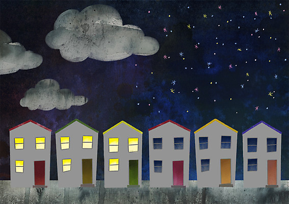 PSD 구름 별 일러스트 밤하늘 주택 사람없음 환경 고통 전기에너지 무서움 자연재해 정전 국내일러스트 자연요소 감정 하늘 건물 에너지 야간 재해 파일형식