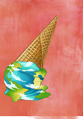 PSD 지구 일러스트 아이스크림 사람없음 지구본 환경 고통 무서움 자연재해 지구온난화 국내일러스트 녹이기 감정 모션 디저트 재해 기후변화 파일형식