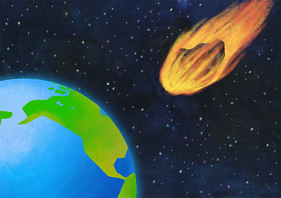 PSD 지구 일러스트 사람없음 지구본 우주 환경 고통 무서움 자연재해 충돌 운석 국내일러스트 감정 재해 파일형식