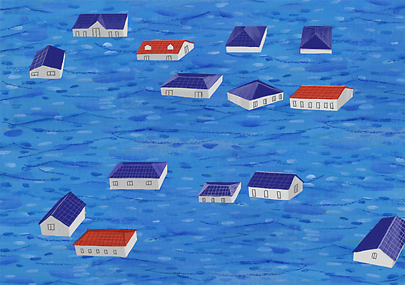 PSD 일러스트 주택 사람없음 물 환경 고통 잠김 무서움 홍수 자연재해 국내일러스트 자연요소 감정 건물 재해 파일형식