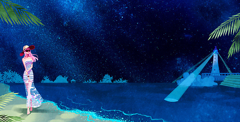 PSD 식물 모자 계절 여자 바다 백그라운드 일러스트 밤하늘 등대 한명 사람 풍경 성인 해변 여름 선글라스 야자수 산책 자유 상쾌 휴양지 밤바다 여자만 여자한명만 성인여자만 성인만 국내일러스트 나무 1 잡화 감정 안경 컨셉 하늘 휴식 장소 야간 파일형식