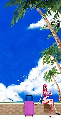 PSD 식물 구름 계절 여자 백그라운드 일러스트 하늘 한명 사람 풍경 성인 여름 선글라스 야자수 캐리어 자유 상쾌 휴양지 여자만 여자한명만 성인여자만 성인만 국내일러스트 자연요소 나무 1 감정 안경 컨셉 여행가방 장소 파일형식