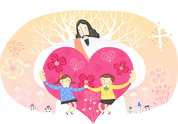 나무 식물 여자 남자 행복 기독교 종교 어린이 백그라운드 일러스트 주택 사람 성인 세명 믿음 하트 예수 하나님 국내일러스트 AI파일 모양 감정 건물 신_종교 파일형식 벡터