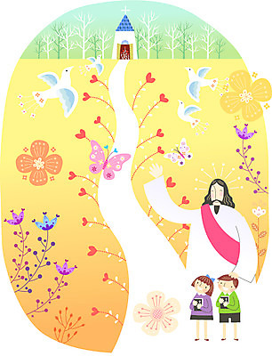 식물 여자 남자 꽃 행복 기독교 종교 길 어린이 나비 곤충 백그라운드 일러스트 조류 사람 세명 교회 믿음 성경 예수 하나님 국내일러스트 AI파일 동물 감정 종교용품 종교건축 건물 신_종교 파일형식 벡터