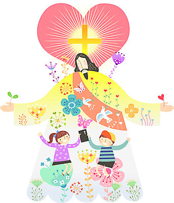식물 여자 남자 꽃 행복 기독교 종교 어린이 백그라운드 십자가 일러스트 조류 사람 성인 세명 믿음 성경 하트 예수 하나님 국내일러스트 AI파일 모양 동물 감정 종교용품 신_종교 파일형식 벡터