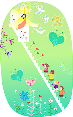 식물 여자 남자 꽃 행복 기독교 종교 어린이 백그라운드 십자가 일러스트 조류 사람 여러명 성인 계단 믿음 하트 예수 하나님 국내일러스트 AI파일 모양 동물 감정 다수 신_종교 파일형식 벡터