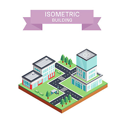 나무 도로 일러스트 빌딩 사람없음 건물 마을 버스정류장 아이소메트릭 국내일러스트 AI파일 식물 건축물 길 교통시설 역 파일형식 벡터