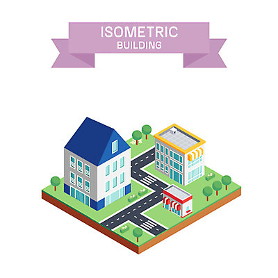 나무 도로 일러스트 빌딩 사람없음 건물 마을 아이소메트릭 국내일러스트 AI파일 식물 건축물 길 교통시설 파일형식 벡터