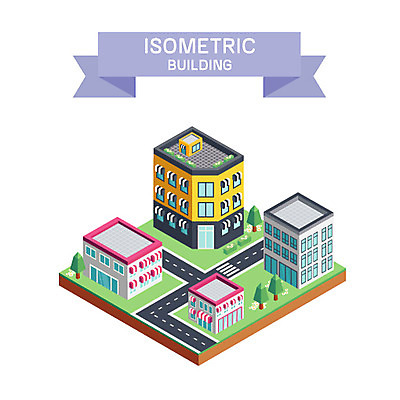 나무 도로 일러스트 창문 빌딩 사람없음 건물 마을 아이소메트릭 국내일러스트 AI파일 식물 건축물 길 교통시설 파일형식 벡터